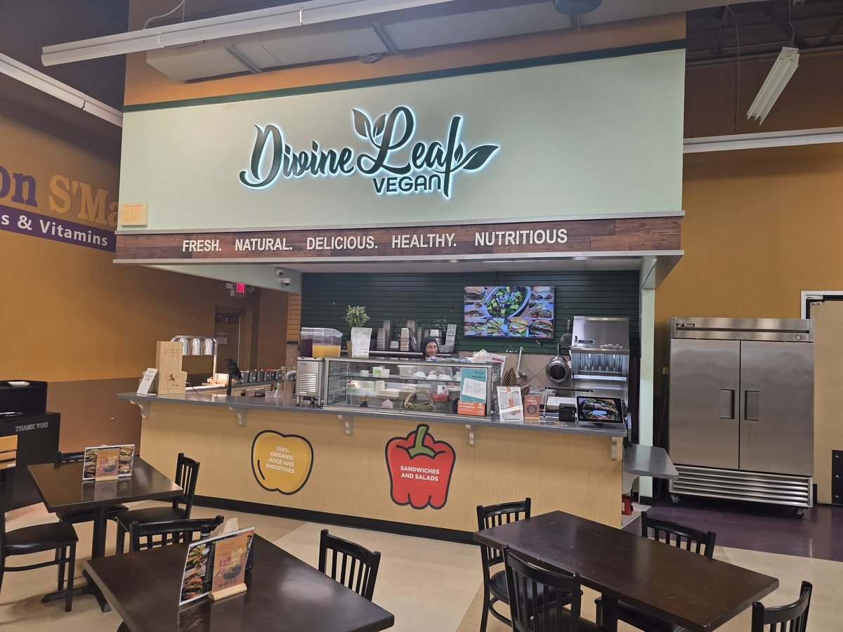 Divine Leaf Vegan storefront inside Nutrition Smart